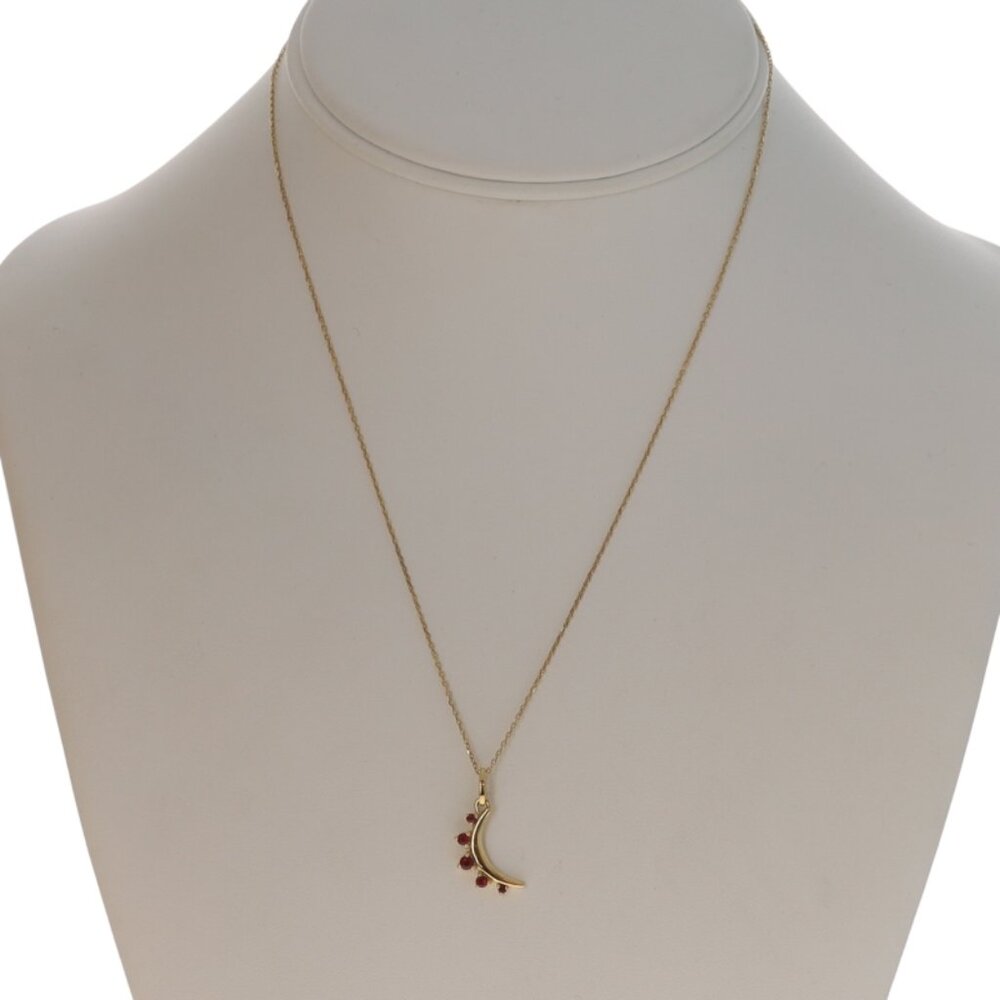 Monica Rich Kosann July Birthstone Moon Crescent Ruby Necklace Gold 18k .19ctw - Picture 3 of 6